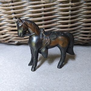 Vintage copper bronze color pot metal hollow Horse